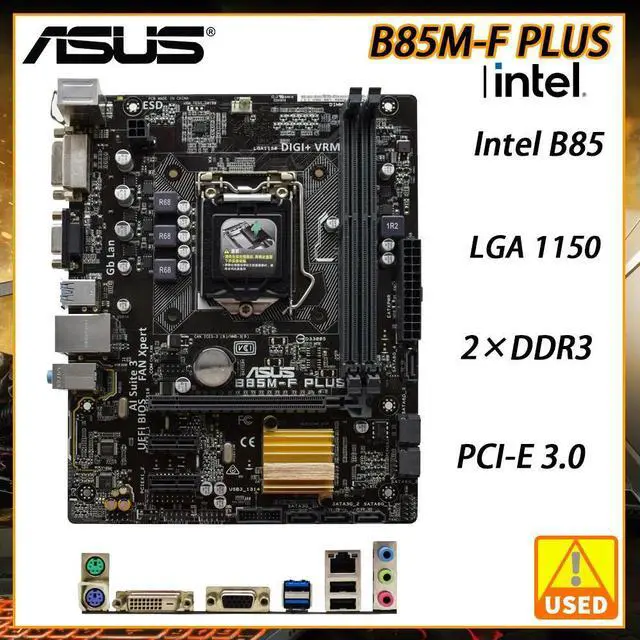 Main image of B85M-F PLUS Motherboard 1150 Motherboard DDR3 B85 16GB Micro ATX PCI-E X16 Support Core i7/i5/i3/Pentium/Celeron Cpus