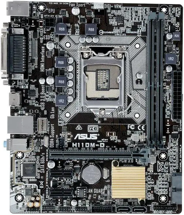 Alt view image 3 of 4 - H110 Motherboard PC H110M-D LGA 1151 Socket Supports 6th 7th Gen Core i3 i5 i7 Processors mATX 2x DIMM Max. 32GB DDR4