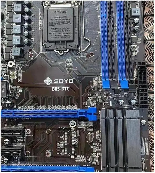 Alt view image 4 of 4 - B85 Mainboard LGA1150 B85-BTC 3PCI-E X16 Motherboard LGA 1150 DDR3 16G PCI-E 3.0 USB3.0 PRO 6GPU ATX