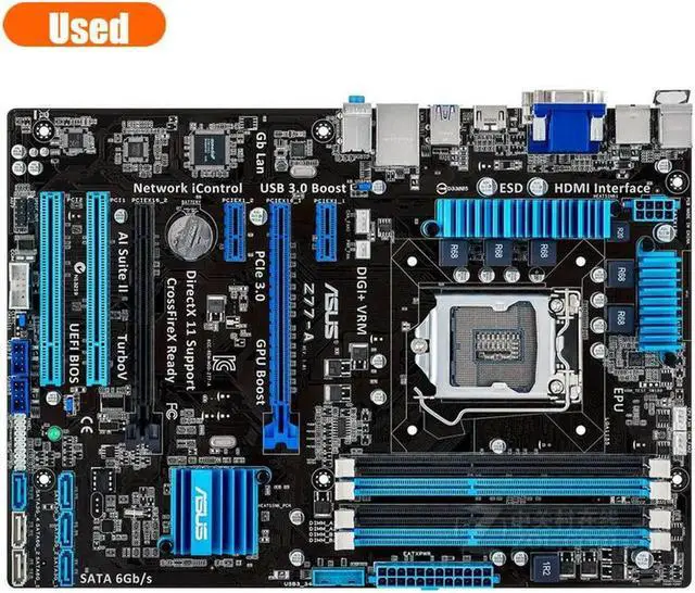Alt view image 2 of 4 - Z77-A Desktop Motherboard Z77 Socket LGA 1155 i3 i5 i7 DDR3 32G ATX UEFI BIOS motherboard