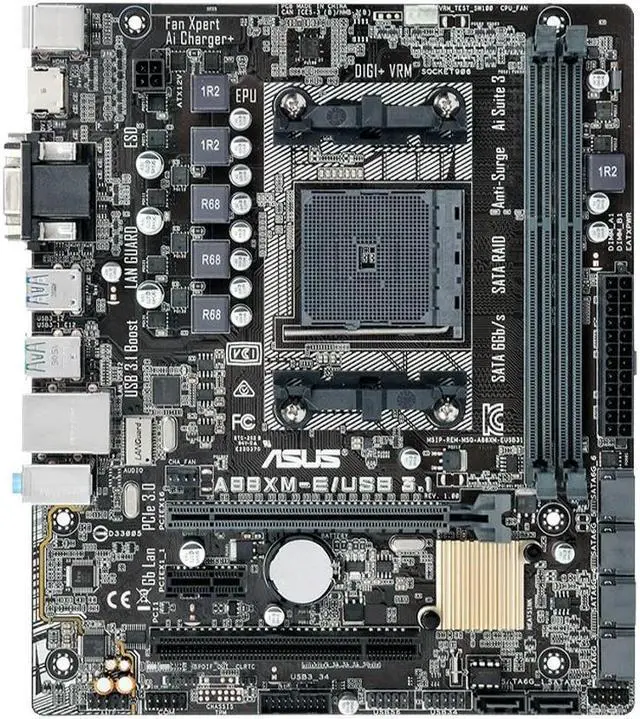 Alt view image 2 of 4 - A88XM-E/USB 3.1 A88X Socket FM2/FM2+ for A8 7600 8650 2 x DDR3 DIMM 32GB PCI-E 3.0 SATA3 USB3.1 VGA HDMI RJ45 Micro ATX