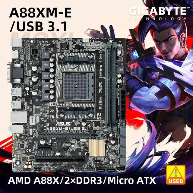 Main image of A88XM-E/USB 3.1 A88X Socket FM2/FM2+ for A8 7600 8650 2 x DDR3 DIMM 32GB PCI-E 3.0 SATA3 USB3.1 VGA HDMI RJ45 Micro ATX