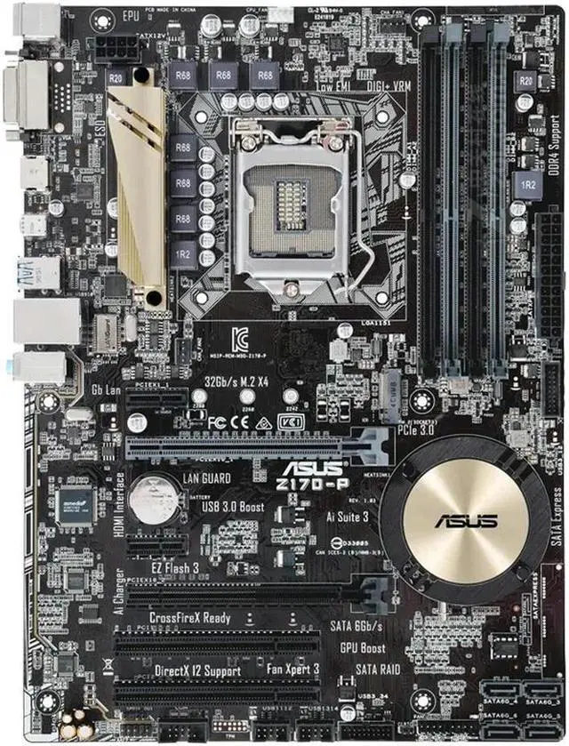Alt view image 3 of 4 - Z170-P Desktop Motherboard Z170 Socket LGA 1151 i7 i5 i3 DDR4 64G M.2 SATA3 USB3.0 USB DVI HDMI ATX
