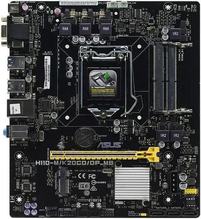 Alt view image 2 of 4 - DDR4 Motherboard LGA 1151 H110-M/K20CD/DP_MB Supports Core i3 6100 6300 Micro ATX Form Factor 2x DIMM Max. 16GB DDR4