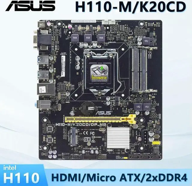 Main image of DDR4 Motherboard LGA 1151 H110-M/K20CD/DP_MB Supports Core i3 6100 6300 Micro ATX Form Factor 2x DIMM Max. 16GB DDR4