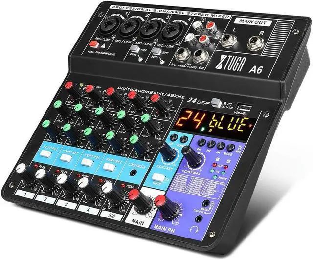 Alt view image 2 of 4 - 48V fantasy power mixer professional 6-channel USB digital sound card dj audio mixer for teyun