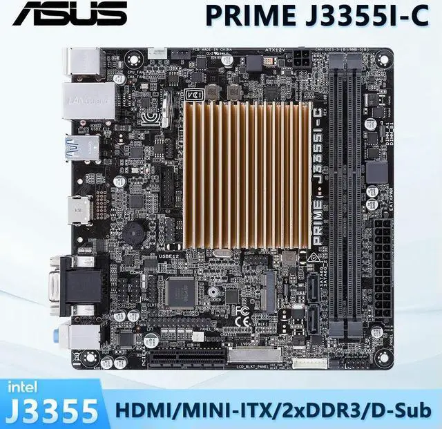 Alt view image 5 of 7 - PRIME J355I-C, Low Power Fan-less Mini-ITX Motherboard for Celeron Soc J3355 Processors With HDMI/D-Sub/LVDS Support