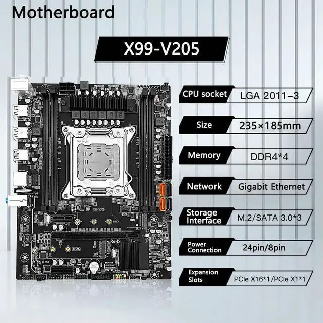 Alt view image 2 of 4 - lotorasia X99 V205 Motherboard LGA 2011-3 Xeon E5 2670 2666 V3/V4 CPU DDR4 ECC Memory NVME M.2 USB 3.0
