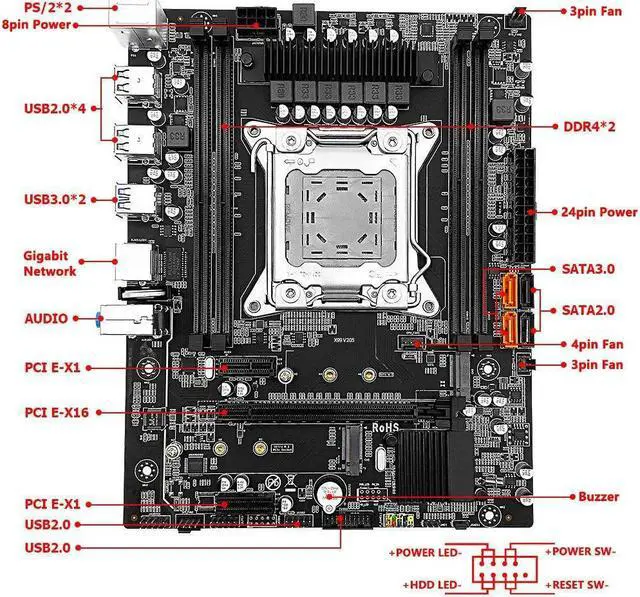 Alt view image 3 of 4 - lotorasia X99 V205 Motherboard LGA 2011-3 Xeon E5 2670 2666 V3/V4 CPU DDR4 ECC Memory NVME M.2 USB 3.0