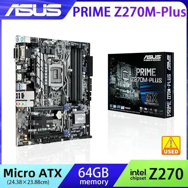 Alt view image 5 of 7 - , PRIME Motherboard, Z270M-PLUS, Micro ATX Form Factor, LGA 1151 Socket for 6th 7th Gen Core CPU, Z270 Chipset, 4x DDR4