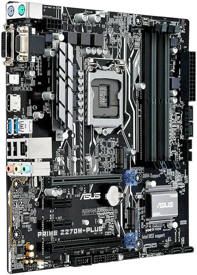 Alt view image 6 of 7 - , PRIME Motherboard, Z270M-PLUS, Micro ATX Form Factor, LGA 1151 Socket for 6th 7th Gen Core CPU, Z270 Chipset, 4x DDR4