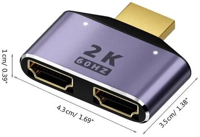 Alt view image 4 of 4 - HDMI-compatible Splitter Adapter Cable 1 in 2 Out HDM-compatible Male to Dual Female 1 to 2 Way for LCD TV Box PS3 Laptop
