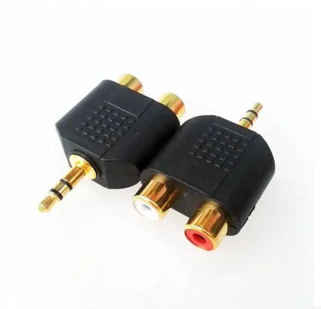 Alt view image 3 of 4 - Gold Plated 3.5mm Stereo to 2-RCA Male to Female Red+White Adapter Splitter Adapter Dual RCA Adapter for TV