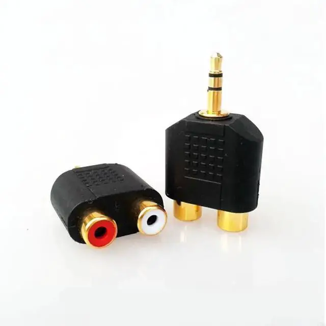 Alt view image 2 of 4 - Gold Plated 3.5mm Stereo to 2-RCA Male to Female Red+White Adapter Splitter Adapter Dual RCA Adapter for TV