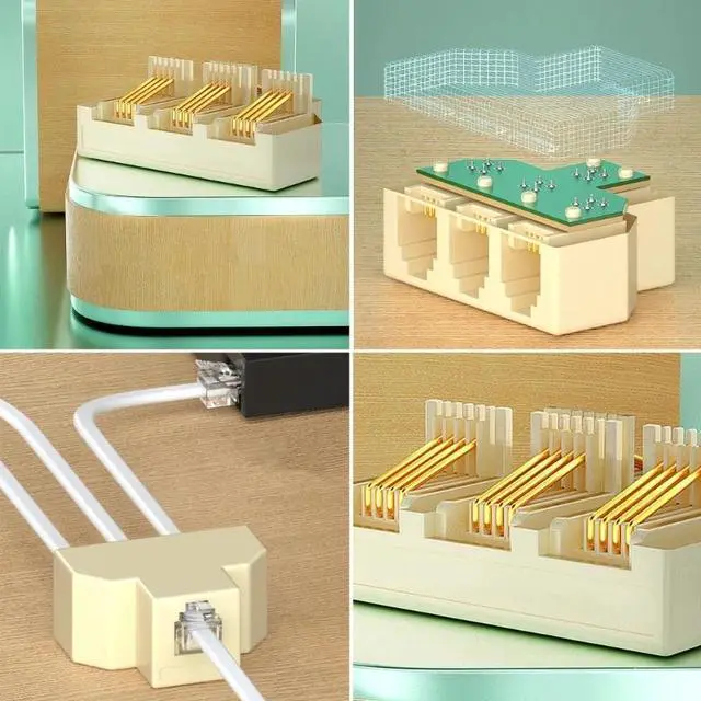 Alt view image 3 of 4 - 1PCS 6P4C RJ11 Telephone Splitter 3 Way Adapter 1 M To 3 F RJ-11 6P4C Phone Jack Splitter Wholesale