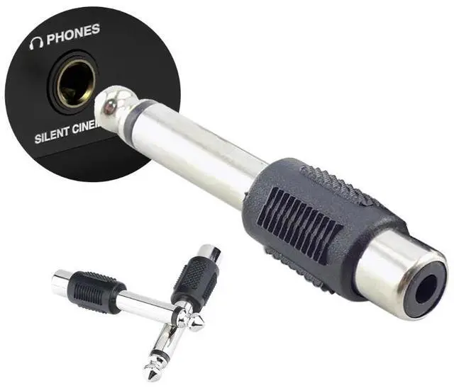 Alt view image 2 of 4 - 1/4in 6.35mm Male Plug to RCA Female Jack Speaker Connector RCA Plug Adapter to Stereo Jack 6.3 MM Male Plug Microphone