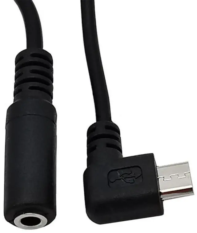 Alt view image 3 of 4 - 1pc 90 Degree Right Angle Micro USB 5 Pin Male To 3.5mm Female Jack AUX Audio Sync Headphone Adapter Cable Cord