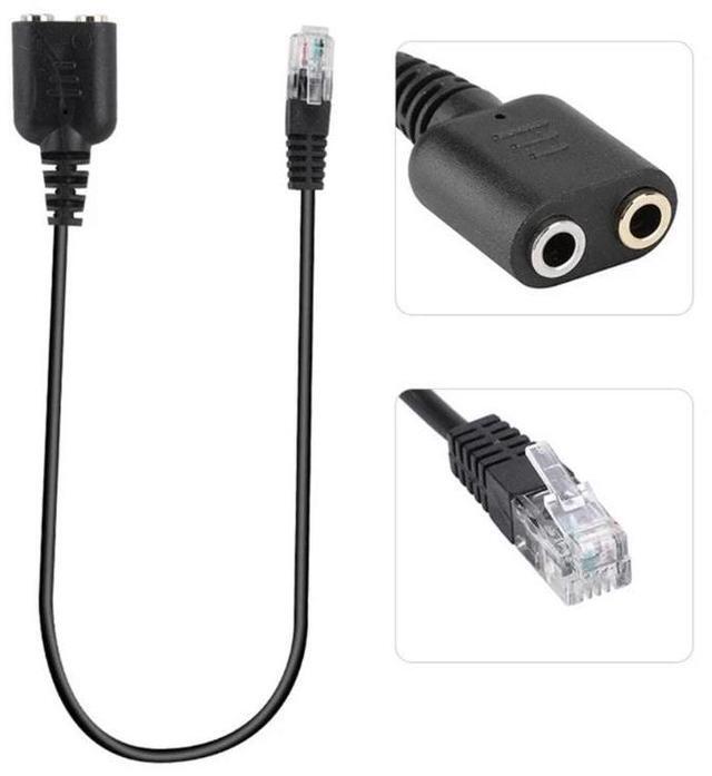 Alt view image 2 of 4 - 1PC 25cm RJ9 Male To Dual 3.5mm Female Plug Headset Jack Phone Audio Adapter Cable For PC Computer Headset Telephone Using