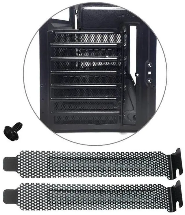 Alt view image 2 of 4 - 5Pcs PCI Slot Cover Dust Filter Blanking Plate Hard Steel With Screws Desktop PC Case Bezel Bit Expansion Plug-In
