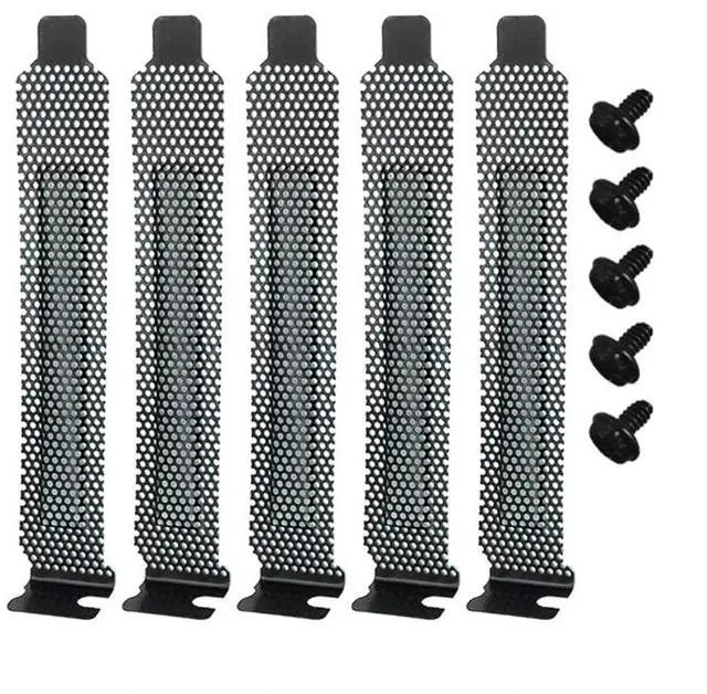 Alt view image 3 of 4 - 5Pcs PCI Slot Cover Dust Filter Blanking Plate Hard Steel With Screws Desktop PC Case Bezel Bit Expansion Plug-In