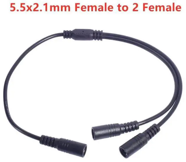 Alt view image 5 of 7 - 20AWG 2 Way DC 5.5x2.1mm 1 Female to 2 Female Splitter Connector Power Supply Adapter Extension Cable For CCTV Camera LED Strip