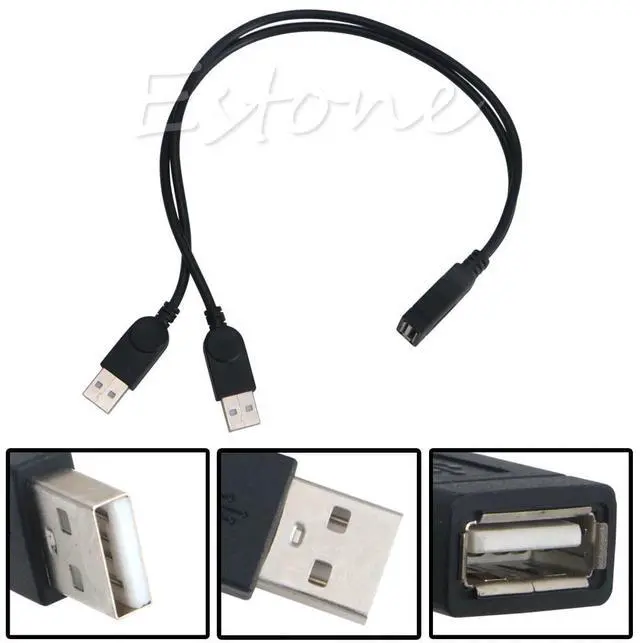 Main image of 1PCS 25cm USB 2.0 Cable USB Double Splitter Cable Female to USB 2 Male data Power Extension Cable one to two