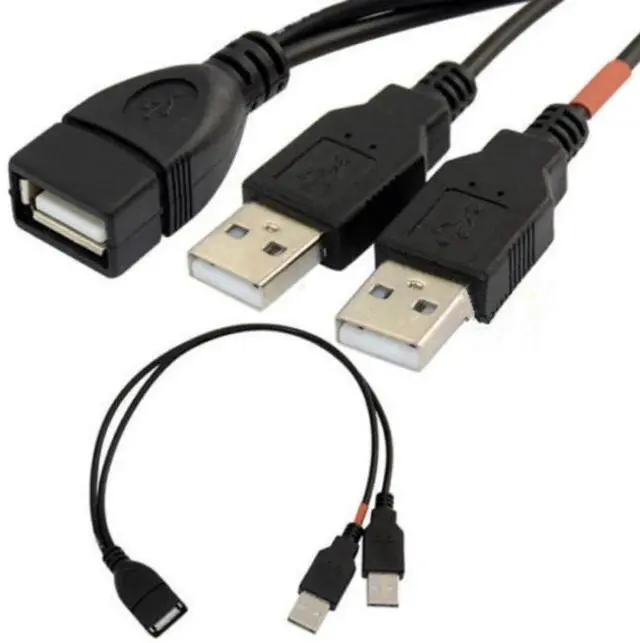 Alt view image 2 of 2 - 1PCS 25cm USB 2.0 Cable USB Double Splitter Cable Female to USB 2 Male data Power Extension Cable one to two