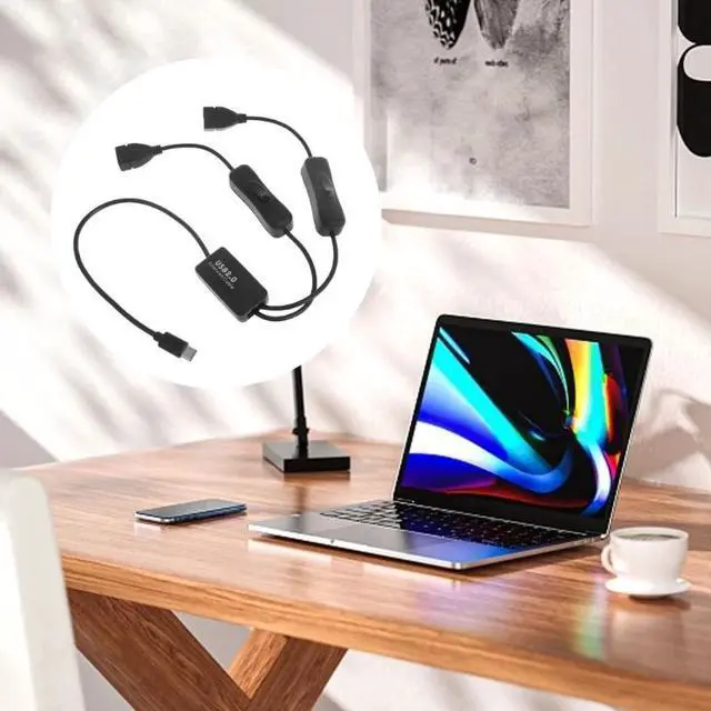 Alt view image 4 of 4 - USB 3.1 Type-C OTG HUB Cable 2 in 1 USB C 3.1 Male to Female Plug Cable Hub Type-C to Double USB 2.0 converter cable