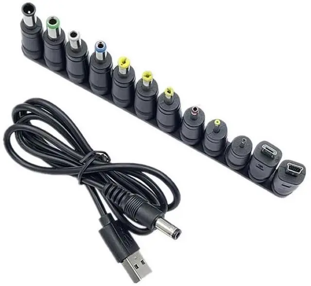 Alt view image 2 of 4 - Universal USB to 5V DC Power Cord Charging Cable 5.5x2.1mm Jack With 12 Interchangeable Plug Adapter Mini Micro USB