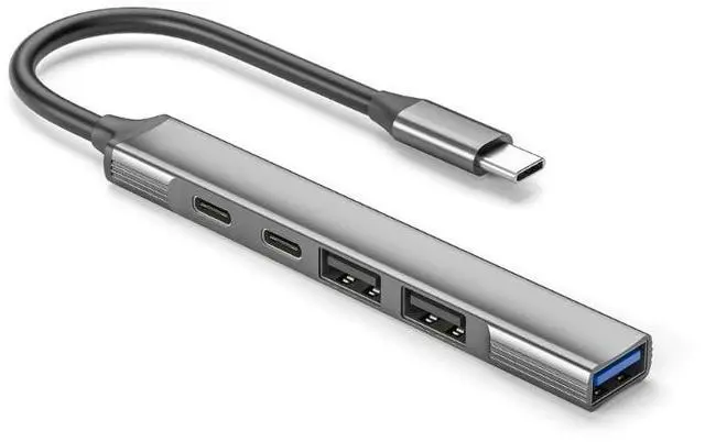 Main image of USB Hub 5 in 1 Type C Hub with Type C Ports and USB 2.0 Port for Home Office Laptops Desktops Multifunctional Expansion Adapter