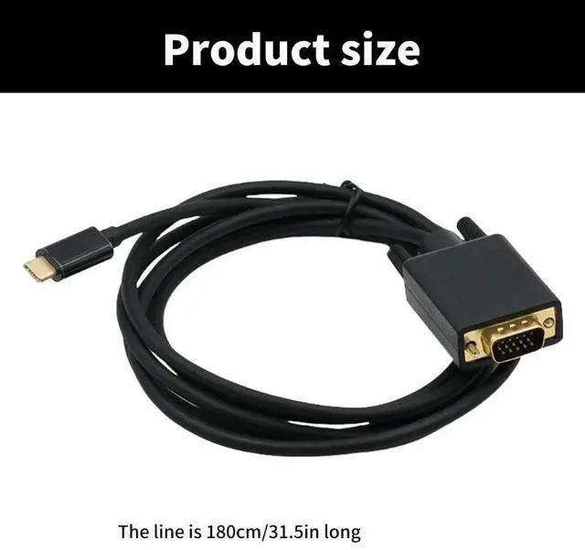 Alt view image 3 of 4 - USB C to VGA adapter usb type c cable to vga for macbook air macbook pro Tablet  laptop Monitors input usb-c cable to vga 1080P