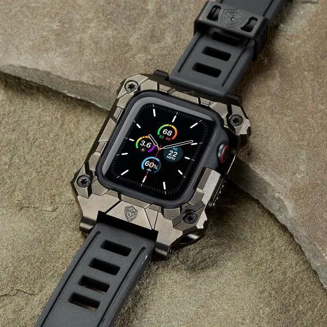 Alt view image 6 of 6 - Rowe Tactical - Rowe Shield Apple Watch Case for Series 7/8, Size 45mm with ISOFrane Band - CNC Machined Aerospace Aluminum 6061-T651, PVD Black