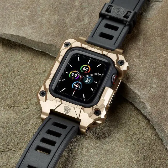 Alt view image 6 of 6 - Rowe Tactical - Rowe Shield Apple Watch Case for Series 7/8, Size 45mm with ISOFrane Band - CNC Machined Aerospace Aluminum 6061-T651, PVD Bronze (FDE)