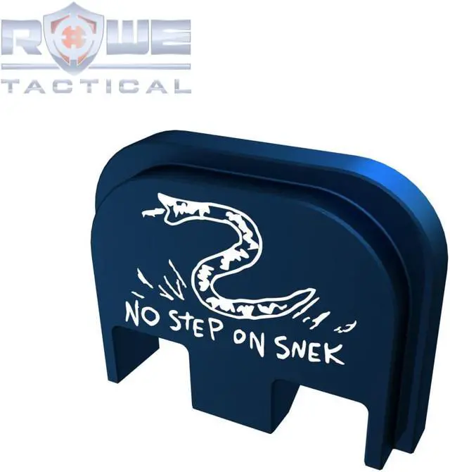Alt view image 2 of 4 - Rowe Tactical Rear Slide Cover Plate for Glock Gen 1-5 - Blue No Step On Snek - for Glock G17 G19 G21 G22 G23 G24 G26 G27 G29 G30 G31 G32 G33 G34 G35 G36 G37 G38 G39 G40 G41 G45