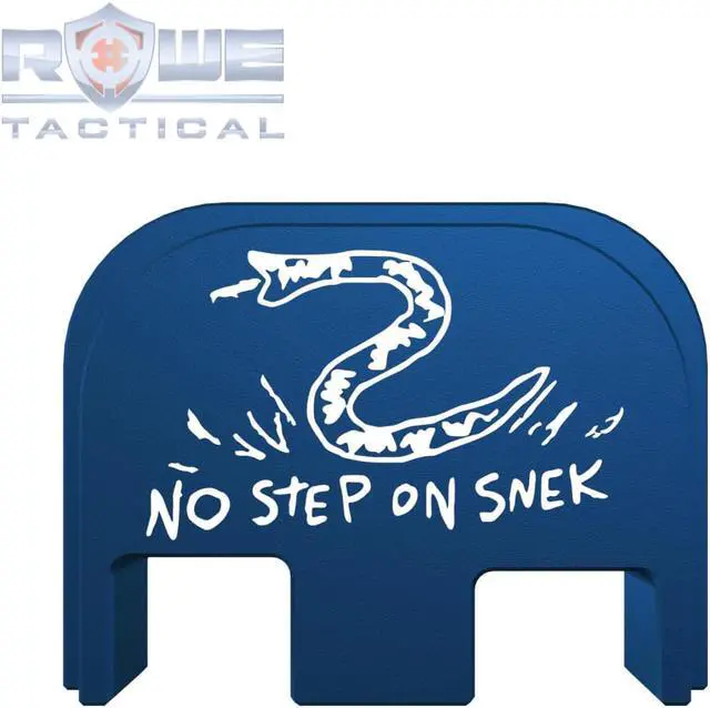 Main image of Rowe Tactical Rear Slide Cover Plate for Glock Gen 1-5 - Blue No Step On Snek - for Glock G17 G19 G21 G22 G23 G24 G26 G27 G29 G30 G31 G32 G33 G34 G35 G36 G37 G38 G39 G40 G41 G45