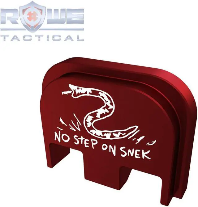 Alt view image 2 of 4 - Rowe Tactical Rear Slide Cover Plate for Glock Gen 1-5 - Red No Step On Snek - for Glock G17 G19 G21 G22 G23 G24 G26 G27 G29 G30 G31 G32 G33 G34 G35 G36 G37 G38 G39 G40 G41 G45