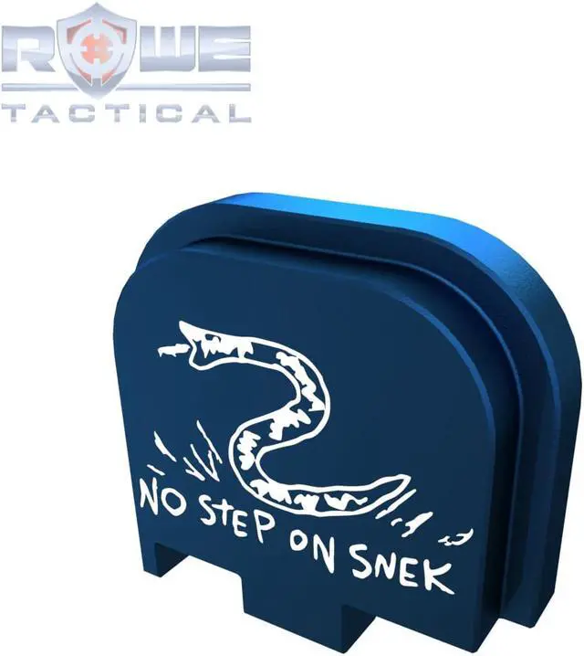 Alt view image 2 of 4 - Rowe Tactical Rear Slide Cover Plate for Glock  G43 G43x G48 - Blue - No Step On Snek