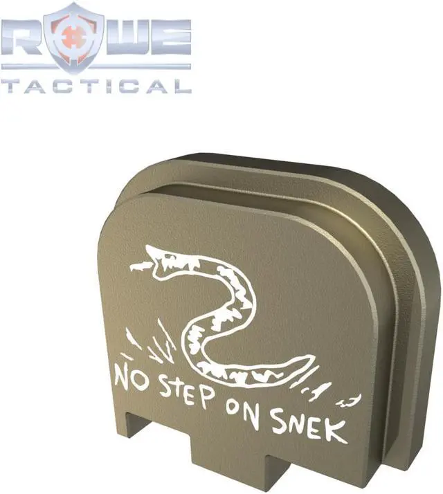 Alt view image 2 of 4 - Rowe Tactical Rear Slide Cover Plate for Glock  G43 G43x G48 - FDE - No Step On Snek
