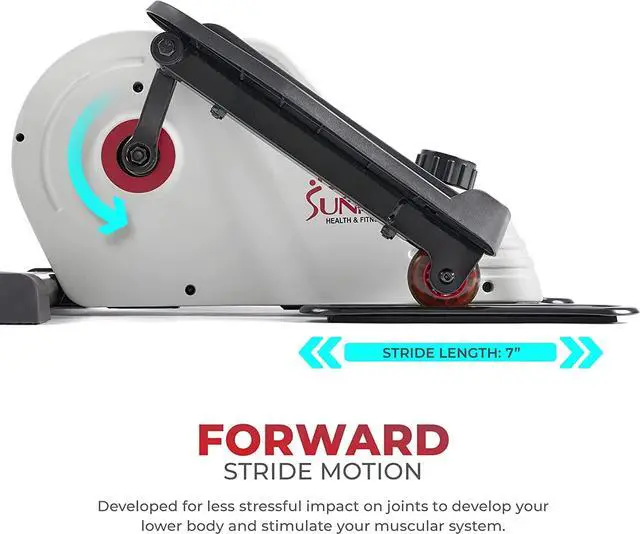 Alt view image 3 of 7 - Sunny Health & Fitness Fully Assembled Magnetic Under Desk Elliptical Peddler, Portable Foot & Leg Pedal Exerciser (White/Pink)