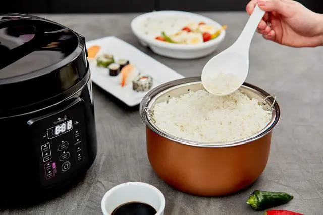 Alt view image 4 of 7 - Yum Asia Kumo YumCarb Rice Cooker with Ceramic Bowl and Advanced Fuzzy Logic, (5.5 Cups, 1 Litre), 5 Rice Cooking Functions, 3 Multicooker Functions, 110V US Power (Dark Stainless Steel)