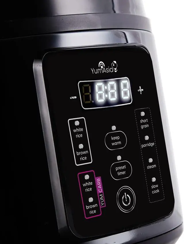 Alt view image 6 of 7 - Yum Asia Kumo YumCarb Rice Cooker with Ceramic Bowl and Advanced Fuzzy Logic, (5.5 Cups, 1 Litre), 5 Rice Cooking Functions, 3 Multicooker Functions, 110V US Power (Dark Stainless Steel)