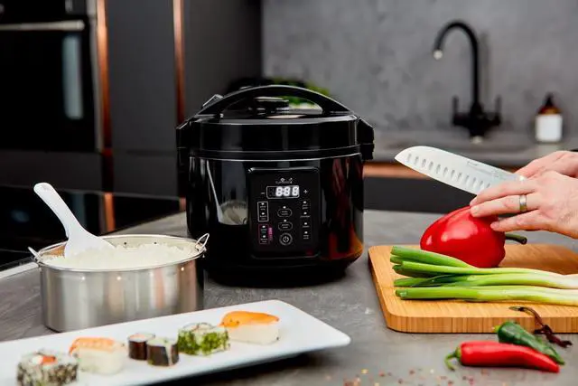 Alt view image 5 of 7 - Yum Asia Kumo YumCarb Rice Cooker with Ceramic Bowl and Advanced Fuzzy Logic, (5.5 Cups, 1 Litre), 5 Rice Cooking Functions, 3 Multicooker Functions, 110V US Power (Dark Stainless Steel)
