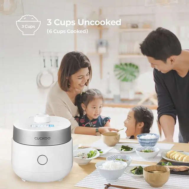 Alt view image 4 of 7 - CUCKOO CRP-MHTR0309F 3-Cup (Uncooked) / 6-Cup (Cooked) Induction Heating Twin Pressure Rice Cooker & Warmer with Nonstick Inner Pot, 15 Menu Modes, 3 Voice Guide, Auto Clean (White)