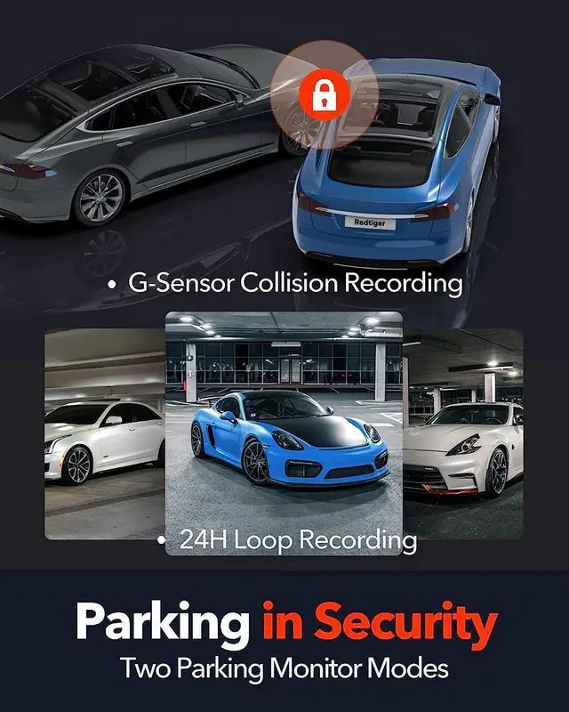 Alt view image 7 of 7 - F7N 4K Dual Dash Cam with 64GB Card, Built-in WiFi GPS Front 4K/2.5K and Rear 1080P Dual Dash Camera for Cars,3.18 inch Display,170 Deg Wide Angle Dashboard Camera Recorder,Support 256GB Max