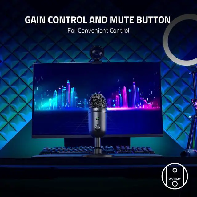 Alt view image 11 of 11 - Razer Seiren V2 X USB Condenser Microphone for Streaming and Gaming on PC: Super cardioid Pickup Pattern - Integrated Digital Limiter - Mic Monitoring and Gain Control - Built-in Shock Absorber