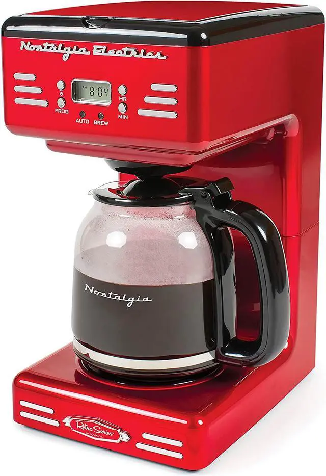 Main image of Nostalgia Retro 12-Cup Programmable Coffee Maker With LED Display, Automatic Shut-Off & Keep Warm, Pause-And-Serve Function, Red