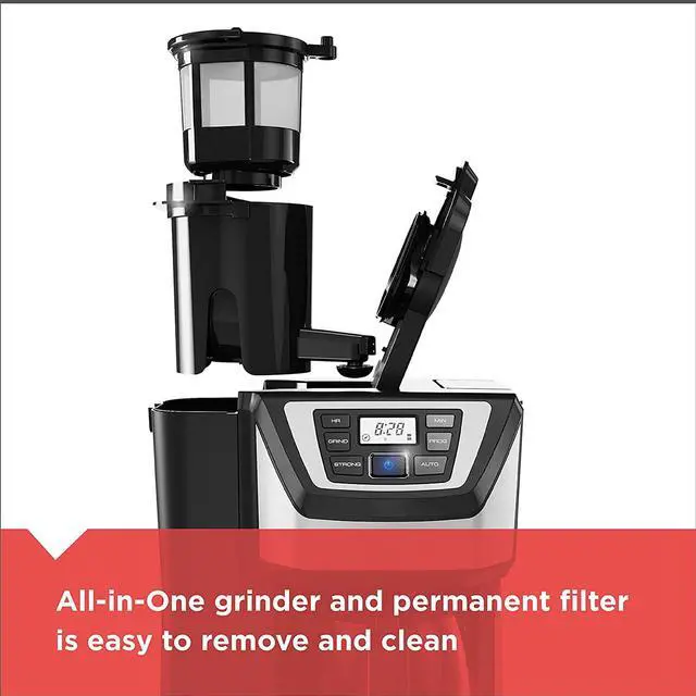Alt view image 6 of 7 - BLACK+DECKER 12-Cup Mill and Brew Coffee Maker, Automatic Grind and Brew Drip Coffee Machine, Programmable, Sneak-A-Cup, Reusable Filter.