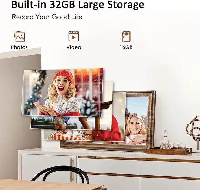 Alt view image 5 of 7 - 16 Inch Large Digital Picture Frame, Canupdog Digital Photo Frame with 32GB Storage Wall Mountable, Auto-Rotate, Motion Sensor Share Photo Video via App, Welcome to consult