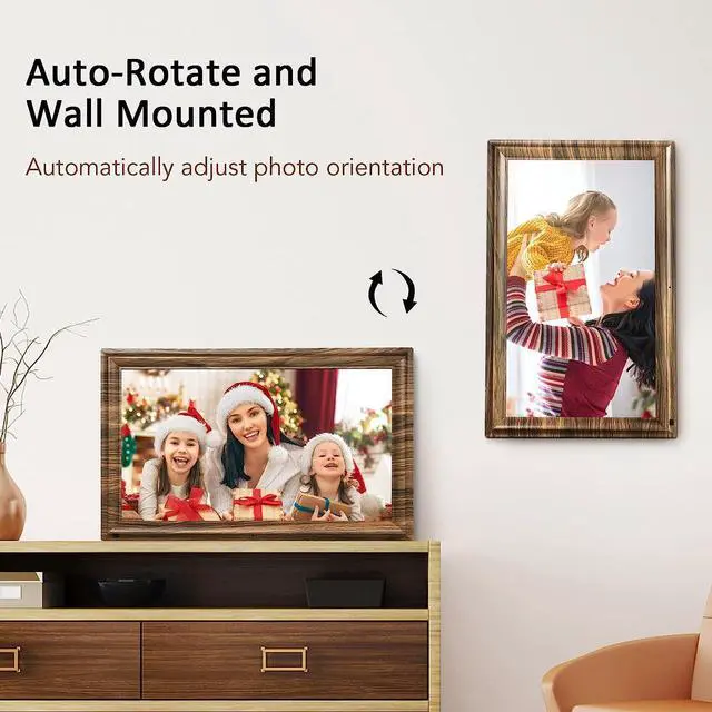 Alt view image 6 of 7 - 16 Inch Large Digital Picture Frame, Canupdog Digital Photo Frame with 32GB Storage Wall Mountable, Auto-Rotate, Motion Sensor Share Photo Video via App, Welcome to consult