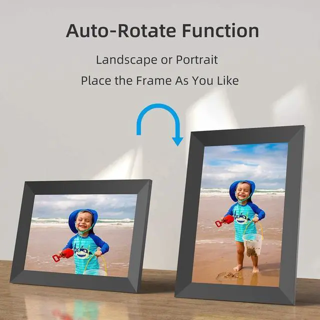 Alt view image 4 of 7 - Digital Photo Frame WiFi 10.1 Inch Frameo Smart Digital Picture Frame with HD IPS Touch Screen, 16GB Storage, Auto-Rotate, Send Photos or Videos via Free App from Anywhere, Black, Welcome to consult
